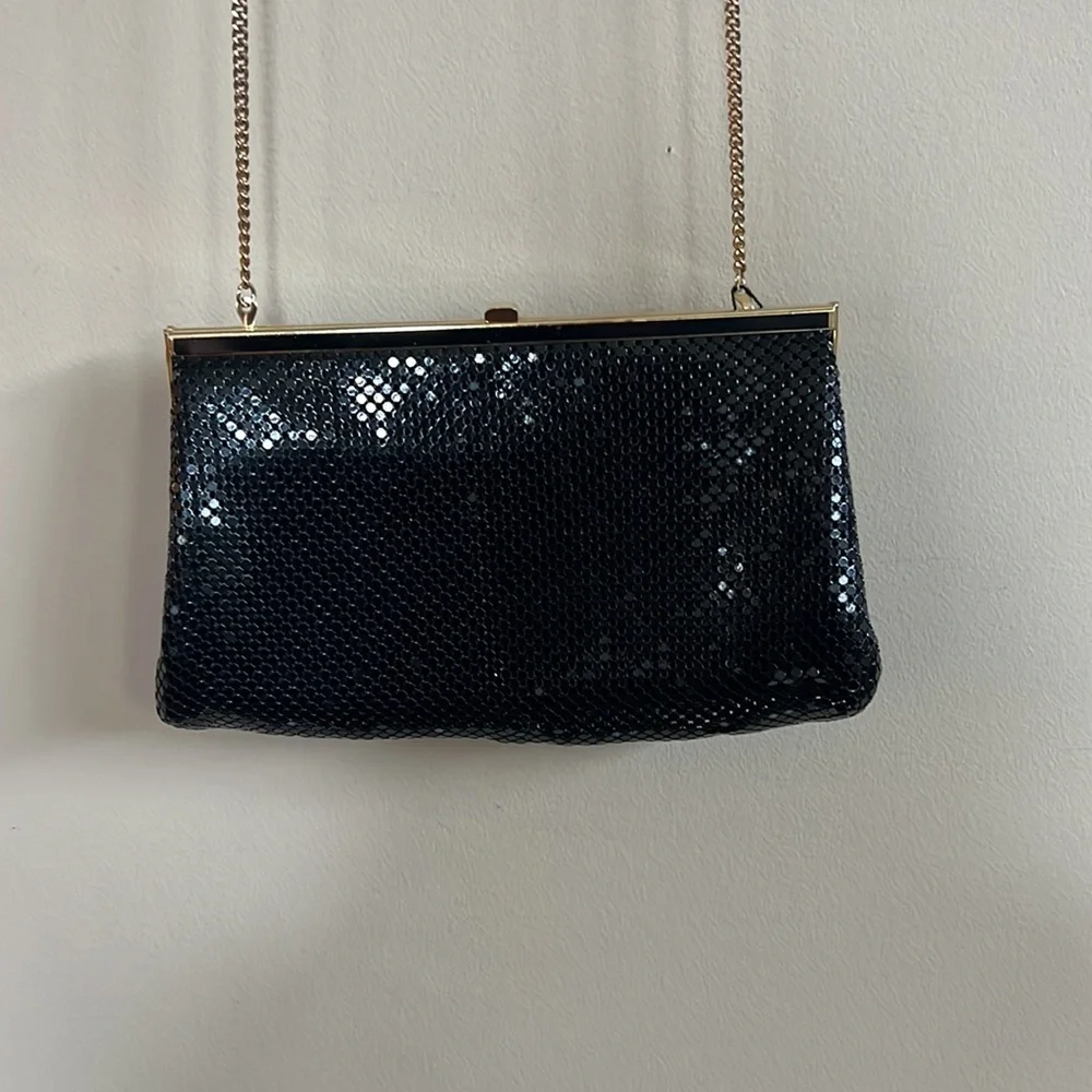 Whiting and Davis Black Metal Mesh Shoulder or Clutch Purse - Picture 5 of 12